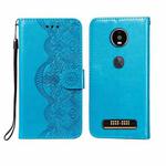 For Motorola Moto Z4 Play Flower Vine Embossing Pattern Horizontal Flip Leather Case with Card Slot & Holder & Wallet & Lanyard(Blue)