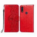 For Motorola Moto E(2020) / E7 Flower Vine Embossing Pattern Horizontal Flip Leather Case with Card Slot & Holder & Wallet & Lanyard(Red)