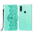 For Motorola Moto E(2020) / E7 Flower Vine Embossing Pattern Horizontal Flip Leather Case with Card Slot & Holder & Wallet & Lanyard(Green)