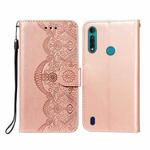 For Motorola Moto G8 Power Lite Flower Vine Embossing Pattern Horizontal Flip Leather Case with Card Slot & Holder & Wallet & Lanyard(Rose Gold)