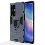 For OPPO Reno5 Pro+ PC + TPU Shockproof Protective Case with Magnetic Ring Holder(Navy Blue)