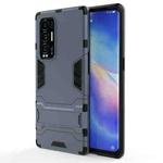 For OPPO Reno5 Pro Plus PC + TPU Shockproof Protective Case with Holder(Navy Blue)
