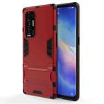 For OPPO Reno5 Pro Plus PC + TPU Shockproof Protective Case with Holder(Red)