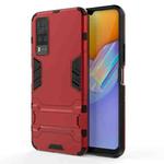 For Vivo Y51(2020 India) PC + TPU Shockproof Protective Case with Holder(Red)