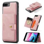 JEEHOOD Retro Magnetic Detachable Protective Case with Wallet & Card Slot & Holder For iPhone 8 Plus & 7 Plus(Pink)