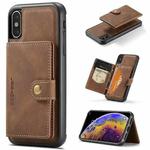 For iPhone XS Max JEEHOOD Retro Magnetic Detachable Protective Case with Wallet & Card Slot & Holder(Brown)