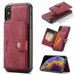 For iPhone XS Max JEEHOOD Retro Magnetic Detachable Protective Case with Wallet & Card Slot & Holder(Red)