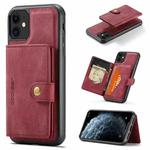 For iPhone 11 JEEHOOD Retro Magnetic Detachable Protective Case with Wallet & Card Slot & Holder (Red)