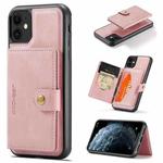 For iPhone 11 JEEHOOD Retro Magnetic Detachable Protective Case with Wallet & Card Slot & Holder (Pink)