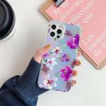 Double-sided Film Laser Flower Pattern Protective Case For iPhone 12 / 12 Pro(Purple)