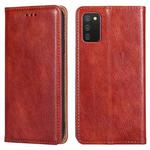 For Samsung Galaxy A02s (European Version) PU + TPU Gloss Oil Solid Color Magnetic Horizontal Flip Leather Case with Holder & Card Slot & Wallet(Brown)