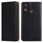 For Samsung Galaxy A10s PU + TPU Gloss Oil Solid Color Magnetic Horizontal Flip Leather Case with Holder & Card Slot & Wallet(Black)