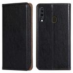 For Samsung Galaxy A20 PU + TPU Gloss Oil Solid Color Magnetic Horizontal Flip Leather Case with Holder & Card Slot & Wallet(Black)