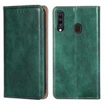 For Samsung Galaxy A20 PU + TPU Gloss Oil Solid Color Magnetic Horizontal Flip Leather Case with Holder & Card Slot & Wallet(Green)