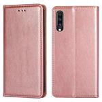 For Samsung Galaxy A70 PU + TPU Gloss Oil Solid Color Magnetic Horizontal Flip Leather Case with Holder & Card Slot & Wallet(Rose Gold)