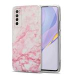 For Huawei Nova 7 5G TPU Glossy Marble Pattern IMD Protective Case(Light Pink)