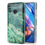 For Huawei P30 Lite TPU Glossy Marble Pattern IMD Protective Case(Emerald Green)