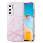 For Huawei P40 TPU Glossy Marble Pattern IMD Protective Case(Light Pink)