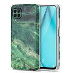 For Huawei P40 Lite TPU Glossy Marble Pattern IMD Protective Case(Emerald Green)