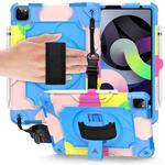 360 Degree Rotation Turntable Contrast Color Robot Shockproof Silicone + PC Protective Case with Holder For iPad Air 2022 / 2020 10.9 / Pro 11 (2020)(Colorful + Blue)