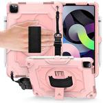 360 Degree Rotation Turntable Contrast Color Robot Shockproof Silicone + PC Protective Case with Holder For iPad Air 2022 / 2020 10.9 / Pro 11 (2020)(Rose Gold)