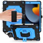 360 Degree Rotation Turntable Contrast Color Robot Shockproof Silicone + PC Protective Case with Holder For iPad 10.2 / 10.2 (2020) / Pro 10.5(Black + Blue)