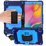 For Samsung Tab A 8.0 (2019)/T290 360 Degree Rotation Turntable Contrast Color Robot Shockproof Silicone + PC Protective Case with Holder(Navy Blue + Blue)