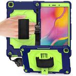 For Samsung Tab A 8.0 (2019)/T290 360 Degree Rotation Turntable Contrast Color Robot Shockproof Silicone + PC Protective Case with Holder(Navy Blue + Yellow Green)