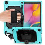 For Samsung Tab A 8.0 (2019)/T290 360 Degree Rotation Turntable Contrast Color Robot Shockproof Silicone + PC Protective Case with Holder(Mint Green + Black)