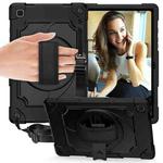 For Samsung Galaxy Tab A7 10.4 (2020)/T500 360 Degree Rotation Turntable Contrast Color Robot Shockproof Silicone + PC Protective Case with Holder(Black)