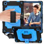 For Samsung Galaxy Tab A7 10.4 (2020)/T500 360 Degree Rotation Turntable Contrast Color Robot Shockproof Silicone + PC Protective Case with Holder(Black + Blue)