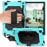 For Samsung Galaxy Tab A7 10.4 (2020)/T500 360 Degree Rotation Turntable Contrast Color Robot Shockproof Silicone + PC Protective Case with Holder(Mint Green + Black)