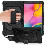 For Samsung Galaxy Tab A 10.1 (2019)/T515 360 Degree Rotation Turntable Contrast Color Robot Shockproof Silicone + PC Protective Case with Holder(Black)