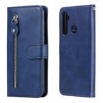 For OPPO Realme 5 / 5s / C3 Fashion Calf Texture Zipper Horizontal Flip Leather Case with Holder & Card Slots & Wallet(Blue)