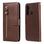 For OPPO Realme 5 / 5s / C3 Fashion Calf Texture Zipper Horizontal Flip Leather Case with Holder & Card Slots & Wallet(Brown)