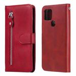 For Google Pixel 5 XL / Pixel 4a 5G Fashion Calf Texture Zipper Horizontal Flip Leather Case with Holder & Card Slots & Wallet(Red)