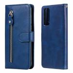For Huawei P Smart 2021 / Y7a / Honor 10X Lite Fashion Calf Texture Zipper Horizontal Flip Leather Case with Holder & Card Slots & Wallet(Blue)