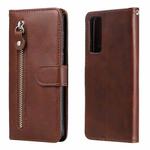 For Huawei P Smart 2021 / Y7a / Honor 10X Lite Fashion Calf Texture Zipper Horizontal Flip Leather Case with Holder & Card Slots & Wallet(Brown)