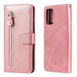 For Xiaomi Poco M3 / Redmi Note 9 4G Fashion Calf Texture Zipper Horizontal Flip Leather Case with Holder & Card Slots & Wallet(Rose Gold)