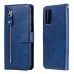 For Xiaomi Poco M3 / Redmi Note 9 4G Fashion Calf Texture Zipper Horizontal Flip Leather Case with Holder & Card Slots & Wallet(Blue)