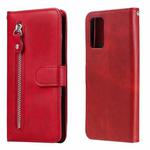 For Xiaomi Poco M3 / Redmi Note 9 4G Fashion Calf Texture Zipper Horizontal Flip Leather Case with Holder & Card Slots & Wallet(Red)