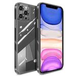 High Transparent TPU Soft Frame + Glass Back Fine Hole Protective Case For iPhone 11(Grey)