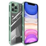 High Transparent TPU Soft Frame + Glass Back Fine Hole Protective Case For iPhone 11(Green)