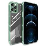 For iPhone 12 Pro Max High Transparent TPU Soft Frame + Glass Back Fine Hole Protective Case(Green)