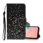 For Samsung Galaxy A12 Colored Drawing Pattern Horizontal Flip Leather Case with Holder & Card Slots & Wallet & Lanyard(Black Background Pentagram)