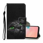 For Samsung Galaxy A52 5G / 4G Colored Drawing Pattern Horizontal Flip Leather Case with Holder & Card Slots & Wallet & Lanyard(Black Cat)