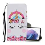 For Samsung Galaxy S21+ 5G Colored Drawing Pattern Horizontal Flip Leather Case with Holder & Card Slots & Wallet & Lanyard(Crown Unicorn)