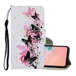 For Xiaomi Poco X3 NFC Colored Drawing Pattern Horizontal Flip Leather Case with Holder & Card Slots & Wallet & Lanyard(Four Butterflies)