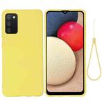 For Samsung Galaxy A02s (EU Version) Pure Color Liquid Silicone Shockproof Full Coverage Case(Yellow)