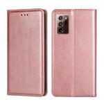 For Samsung Galaxy Note20 PU + TPU Gloss Oil Solid Color Magnetic Horizontal Flip Leather Case with Holder & Card Slot & Wallet(Rose Gold)